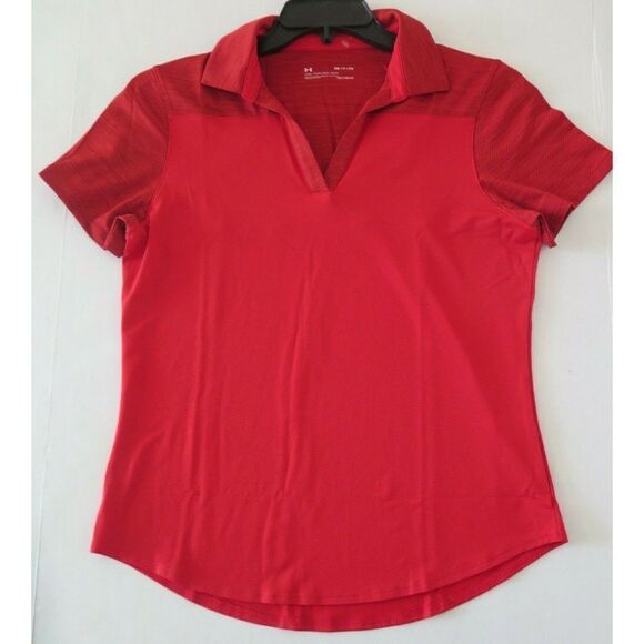 Under Armour 1348083 600 Women's Sz S Red Corporate Colorblock Short Sleeve Polo - Picture 1 of 5